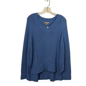 J. Crew Heritage Cotton Relaxed V-Neck Sweater Size S Blue NWT Coastal Preppy